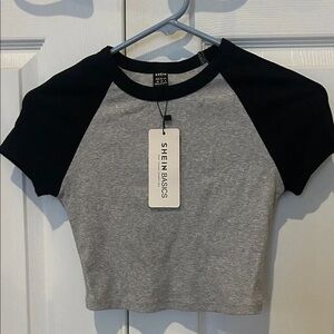 Gray and Black Kids Raglan Tee